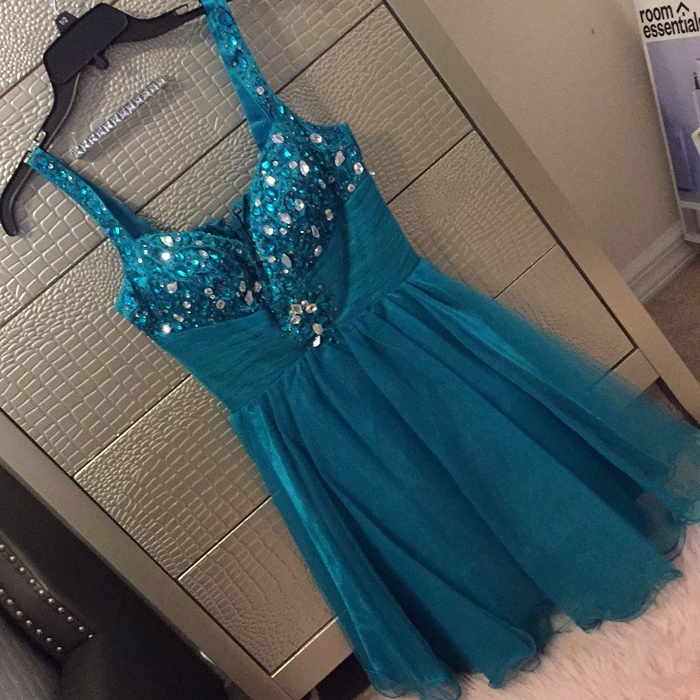 Aqua blue formal dress